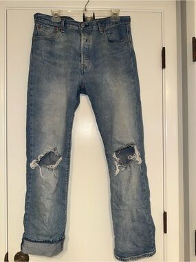 Levi's Light Blue Wide Leg Ripped Jeans